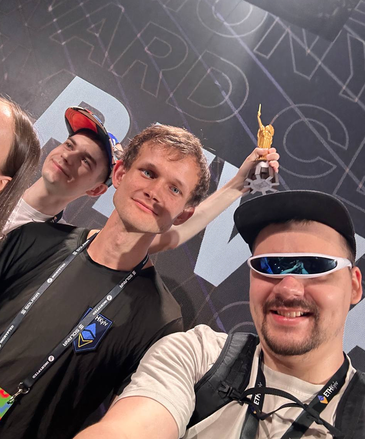 Kyiv ETH hack — we took 1st place, and Vitalik Buterin handed us the prize face to face in Ukraine.